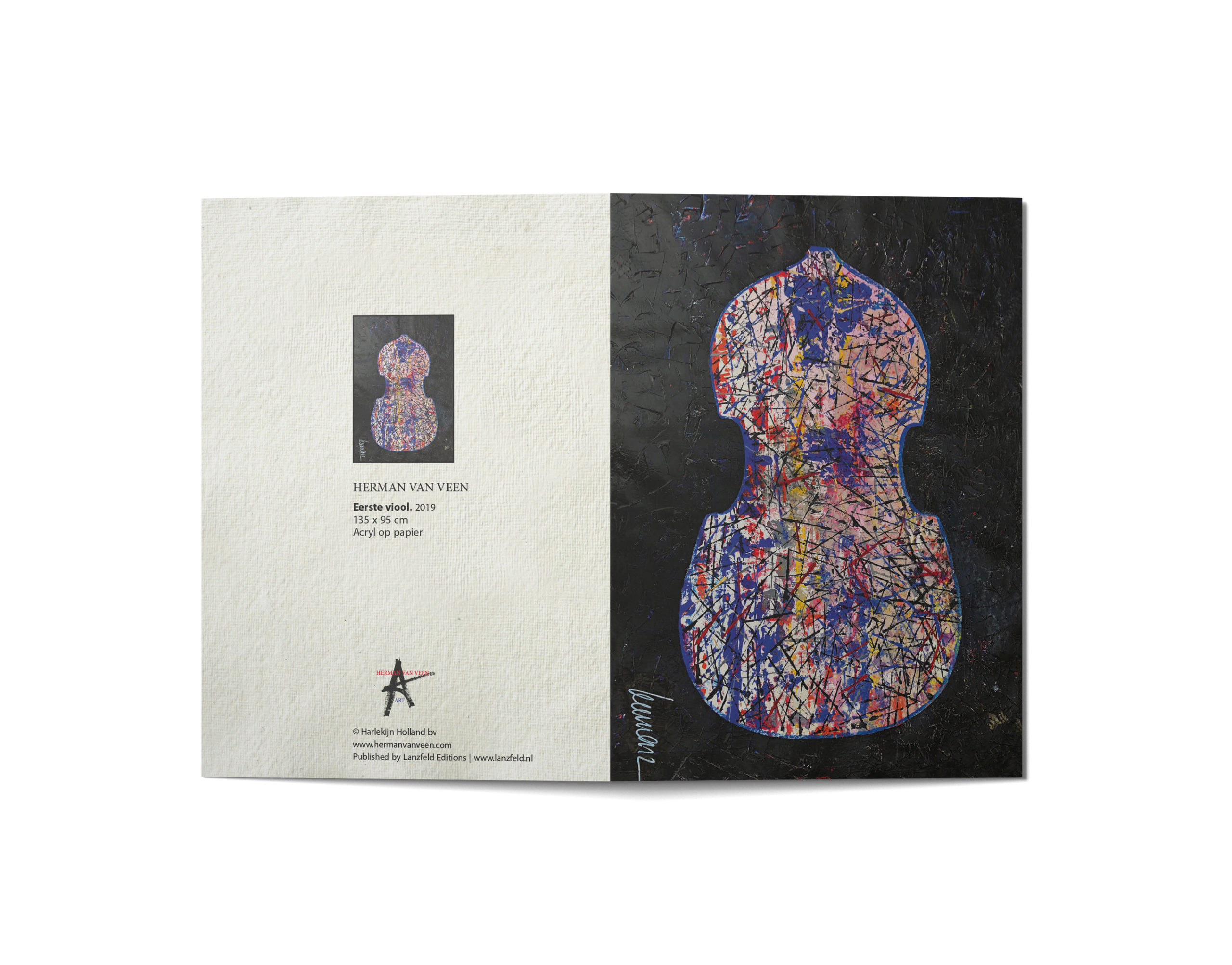 luxe kaart met envelop Kunstwerk Herman van Veen Eerste viool