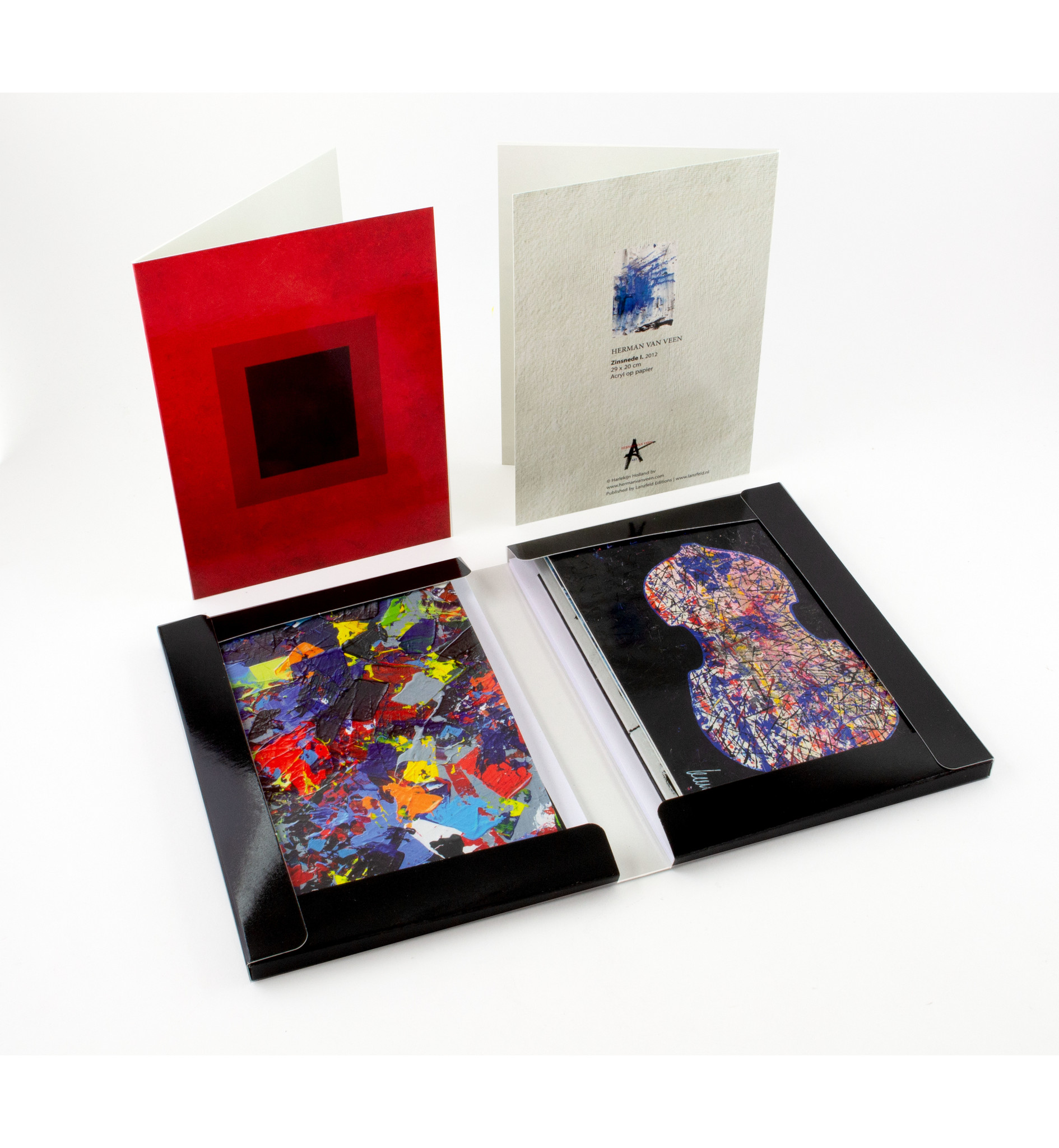 Luxe kunstkaarten met kunstwerken van Herman van Veen met enveloppen in luxe verpakking
